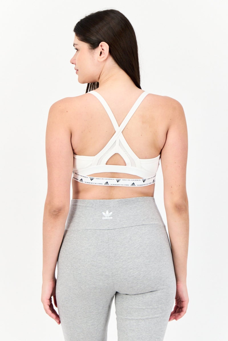 Adidas حمالة صدر رياضية مبطنة بشعار العلامة التجارية للنساء، بيضاء - Image 3