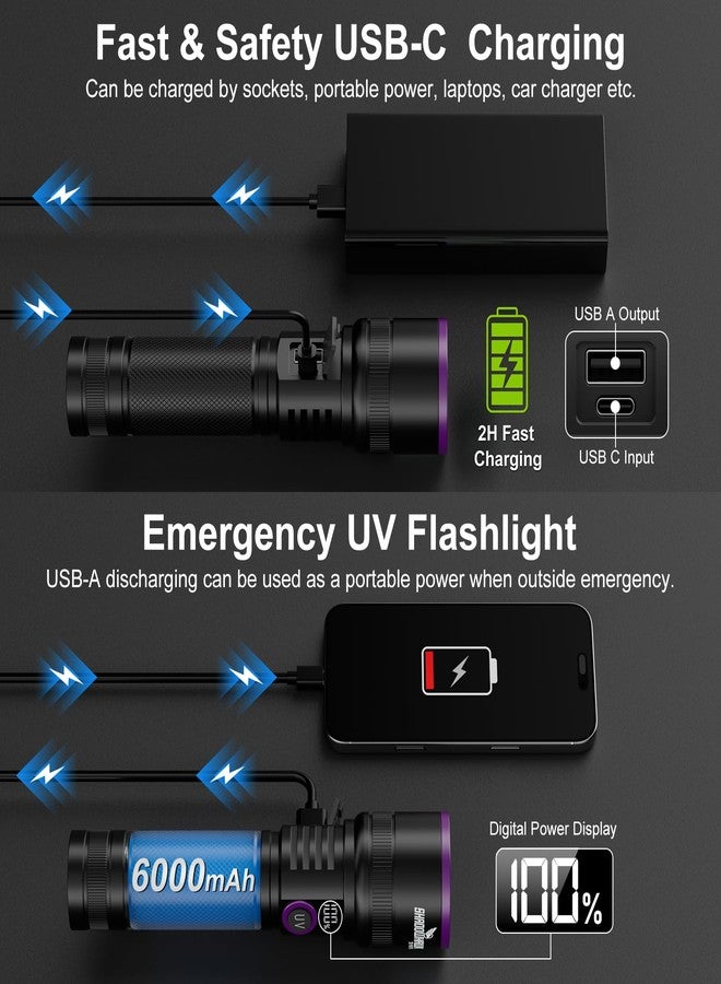 Shadowhawk 365nm UV Flashlight with Filter Lens - 30w Powerful Black Light Flashlight Rechargeable Ultraviolet Blacklight for Pet Urine Detection/Resin Curing/Rocks/Scorpion/Blood Tracking etc., with LCD Display - Image 5
