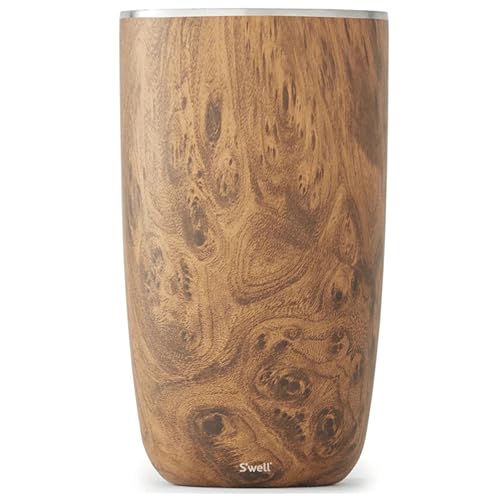 Swell Stainless Steel Wine Chiller Holds 750ml Bottle Teakwood Triple Layered Vacuum Insulated Container Keeps Bottles Chilled for Longer BPA Free Barware