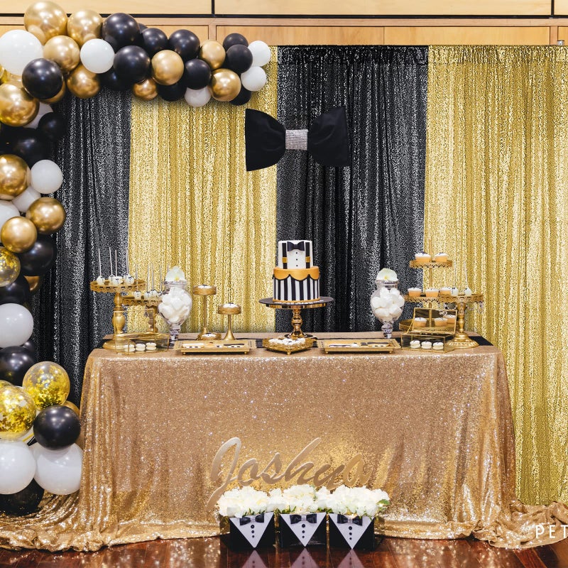 Sugargirl Gold Sequin Backdrop Curtain 2 Panels 2FTx8FT Glitter Gold Background Drapes Sparkle Photography Backdrop for Party Wedding Birthday Wall Decoration - Image 3