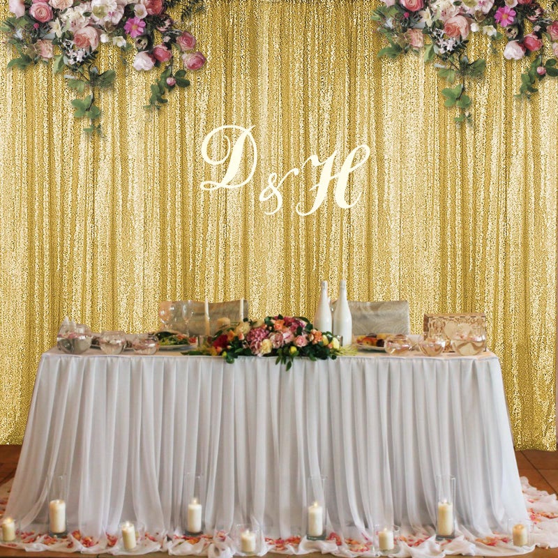 Sugargirl Gold Sequin Backdrop Curtain 2 Panels 2FTx8FT Glitter Gold Background Drapes Sparkle Photography Backdrop for Party Wedding Birthday Wall Decoration - Image 2