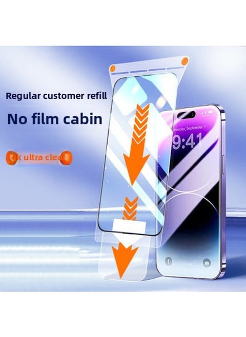 Applicable To For Iphone 16Pro Max Tempered Film Dust-free Warehouse 15Pro HD Dust-proof Electroplating 14 Anti-peep Second Sticker Artifact-Color:4th Generation Electroplated Black Edge HD (Supplemental)-Dimensions:For Iphone13Pro (original Machine Film)