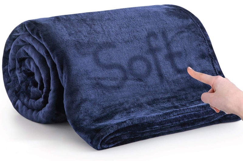MOONLIGHT20015 Fleece Blanket Twin Size  Super Soft Fuzzy Throw Blanket for Couch and Sofa  Lightweight Luxury 400 GSM Microfiber Fluffy Bed Blankets and Throws 60 x 80 Inches Navy Twin