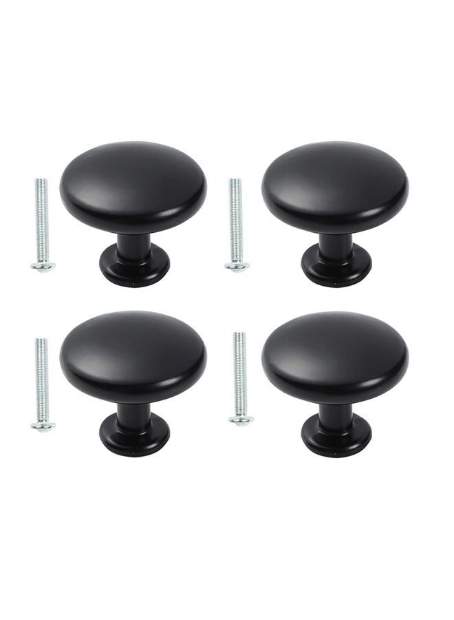 4 Pack Round Cabinet Knobs Black Knobs for Dresser Drawers Vintage Cabinet Knobs Black Drawer Knobs for Kitchen, Bathroom, Closet, Wardrobe - Image 1