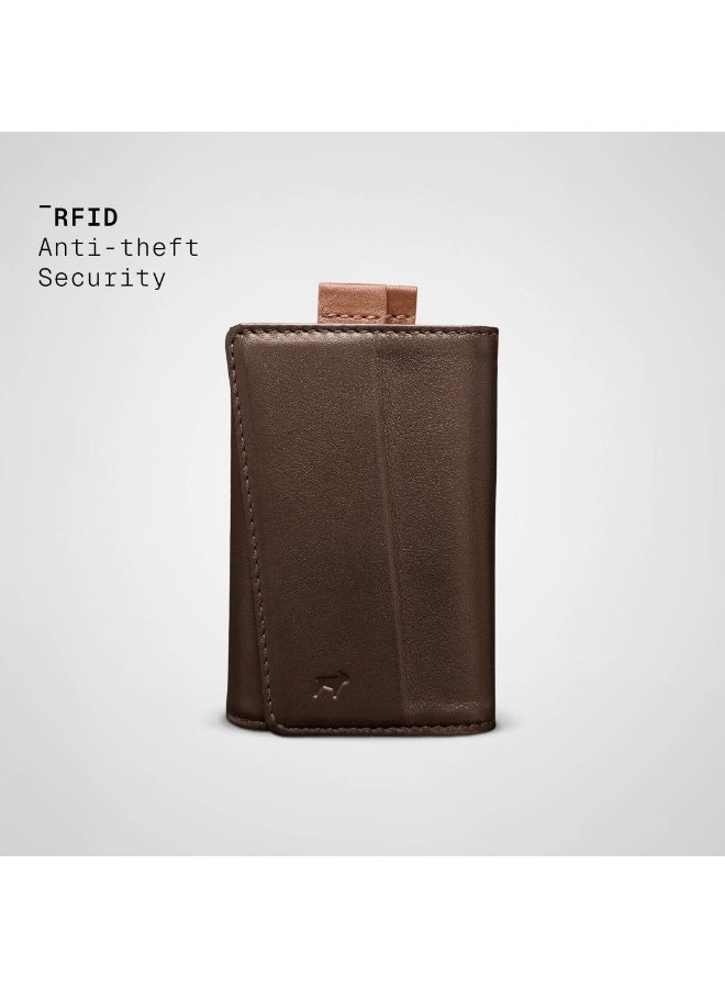 The Frenchie Co. AirTag Speed Wallet | Ultra Slim Front Pocket Wallet with AirTag Holder for Men & Women | RFID Blocking Quick-Access Card Holder with Pull Tab | Full-Grain Italian Leather Minimalist Design | Holds up to 14 Cards & Cash (Mocha-Tan) - Image 3