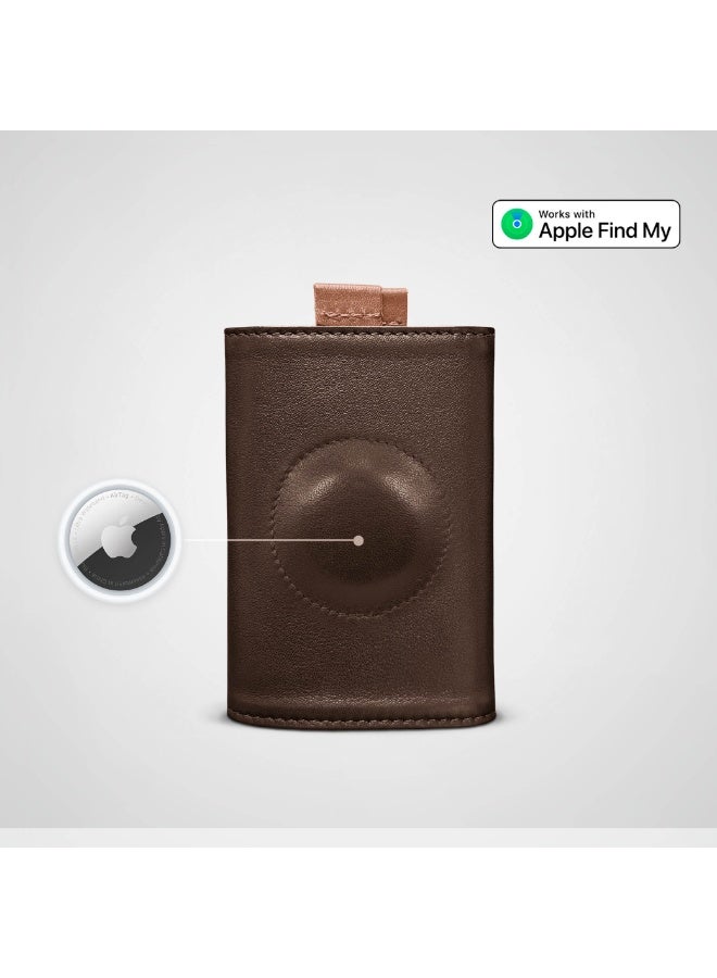 The Frenchie Co. AirTag Speed Wallet | Ultra Slim Front Pocket Wallet with AirTag Holder for Men & Women | RFID Blocking Quick-Access Card Holder with Pull Tab | Full-Grain Italian Leather Minimalist Design | Holds up to 14 Cards & Cash (Mocha-Tan) - Image 2