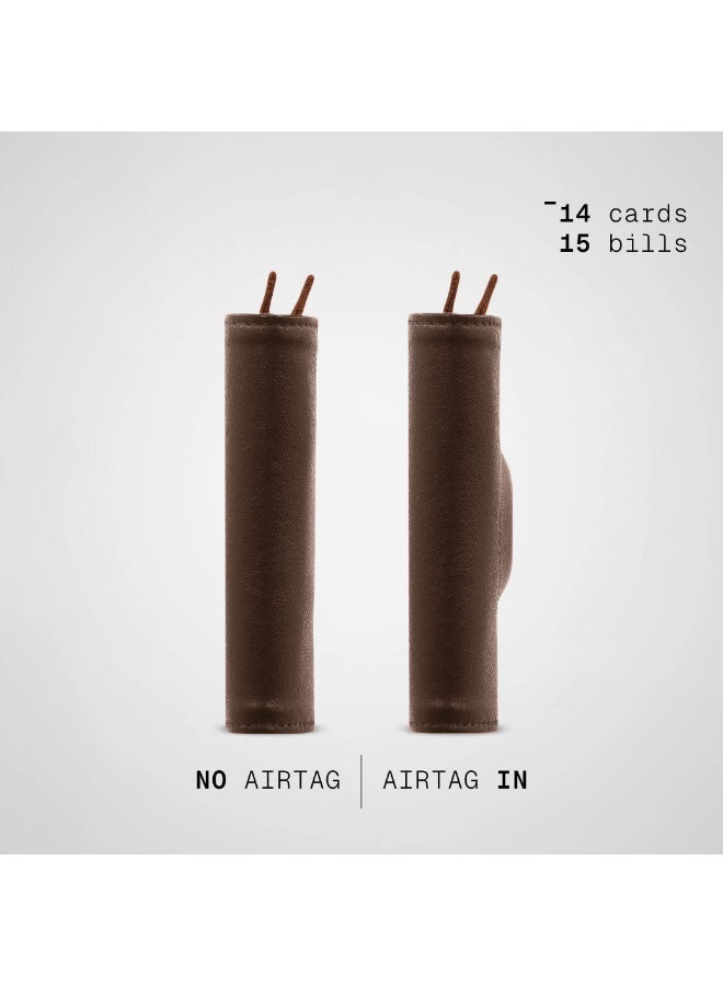 The Frenchie Co. AirTag Speed Wallet | Ultra Slim Front Pocket Wallet with AirTag Holder for Men & Women | RFID Blocking Quick-Access Card Holder with Pull Tab | Full-Grain Italian Leather Minimalist Design | Holds up to 14 Cards & Cash (Mocha-Tan) - Image 5