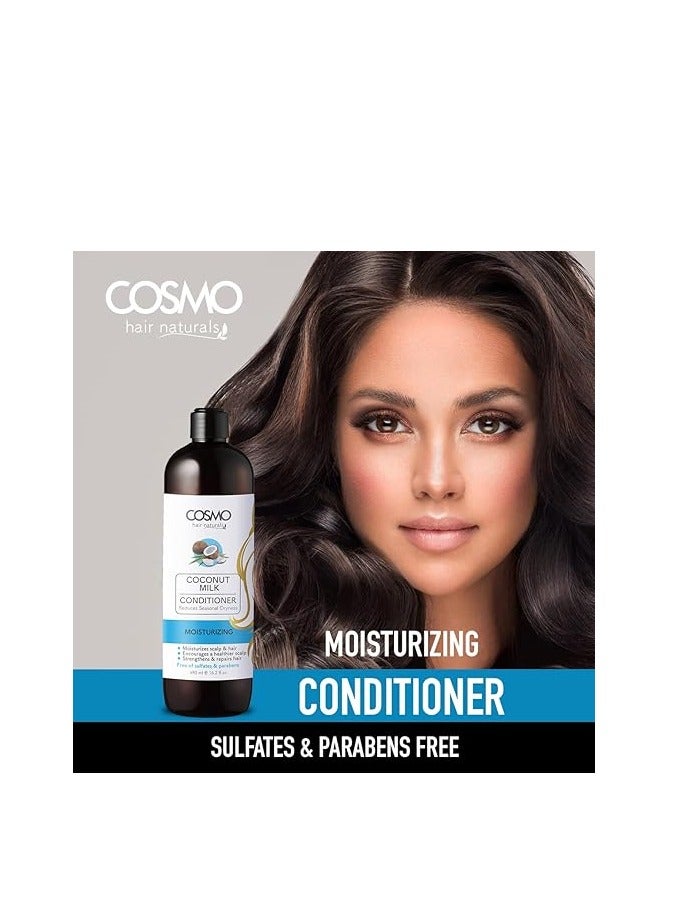 Cosmo Designs Cosmo Hair Naturals Coconut Milk All Hair Conditioner 480ml, Moisturizing, Reduces Seasonal Dryness, Strengthens & Repairs Hair - Image 1