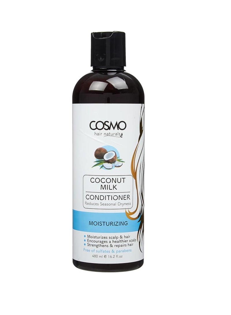 Cosmo Designs Cosmo Hair Naturals Coconut Milk All Hair Conditioner 480ml, Moisturizing, Reduces Seasonal Dryness, Strengthens & Repairs Hair - Image 3