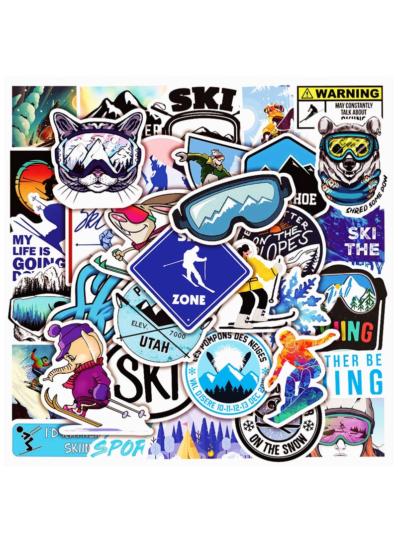 قوس قزح أورينبو 50 قطعة من ملصقات التزلج على الجليد وملصقات التزلج الشتوي وملصقات رياضات المغامرات والطبيعة في الهواء الطلق وملصقات الفينيل المقاومة للماء للمراهقين والبالغين وزجاجات المياه وأجهزة الكمبيوتر المحمولة ولوح التزلج والدراجات والسيارات والأمتعة - Image 1