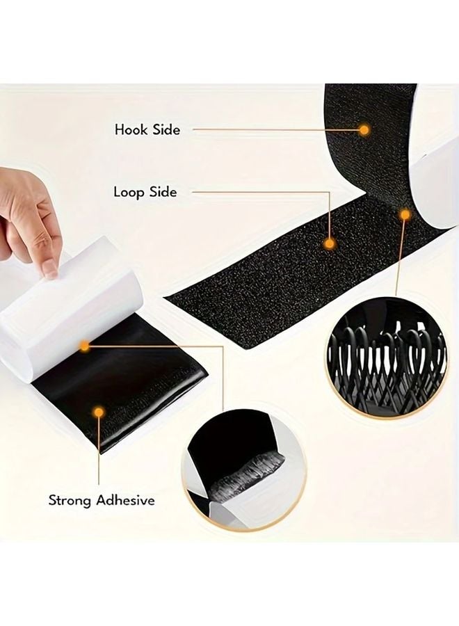 شريط هوك وحلقة ذاتي اللصق أسود 2 سم × 5 م شرائط نايلون قابلة لإعادة الاستخدام وقوية - Image 3