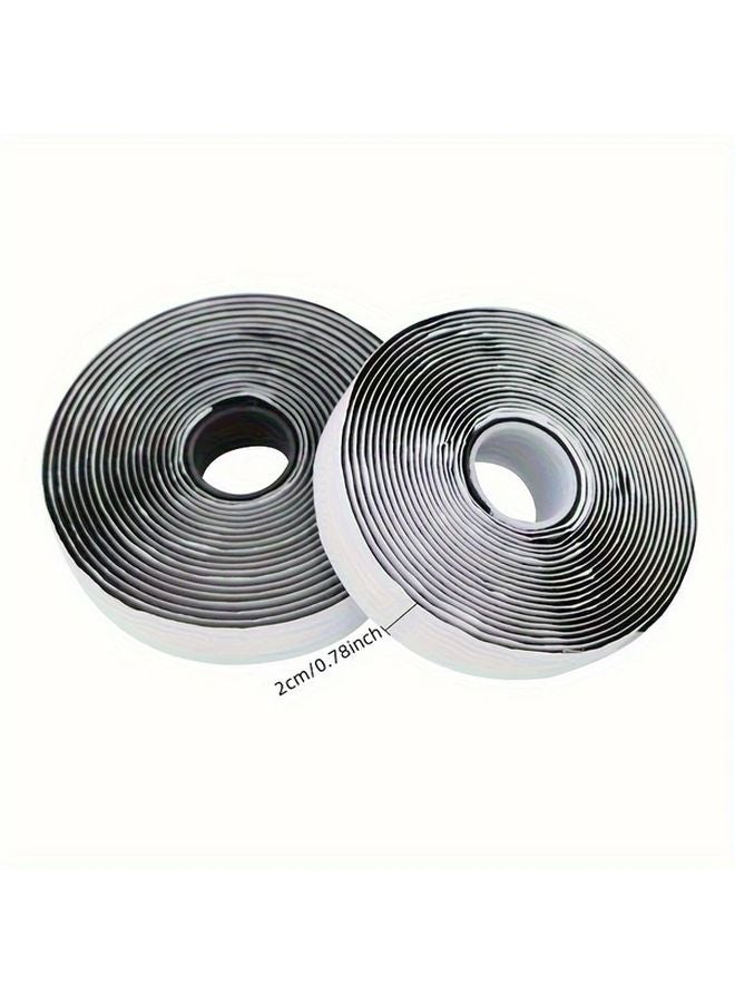 شريط هوك وحلقة ذاتي اللصق أسود 2 سم × 5 م شرائط نايلون قابلة لإعادة الاستخدام وقوية - Image 2