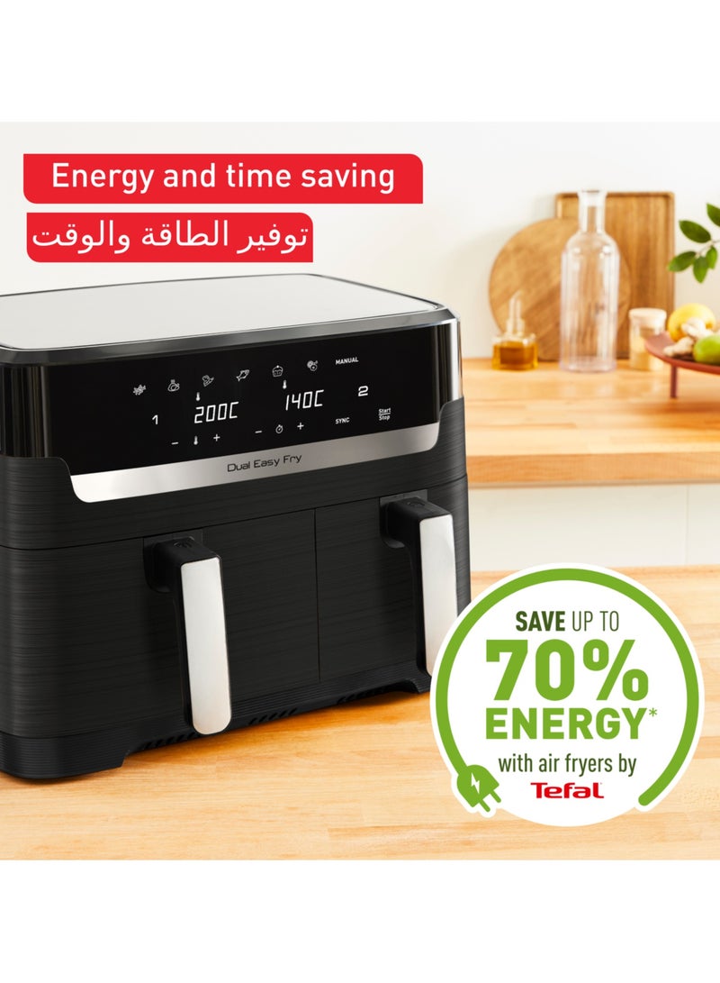 Tefal Air Fryer | Dual Easy Fry | Dual Drawers |Complete Family Meal |7 Pre-Set Programs | Dishwasher-Safe Parts | Dedicated App | 2 Years Warranty 8.3 L 2700 W EY901840 Black - Image 4