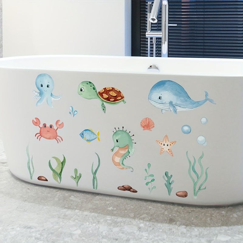 Self Adhesive Marine Animal Wall Decals Shiny Fish Sea Creatures for Rooms Bathroom Aquarium Decor HLSJ3090-2 - Image 4