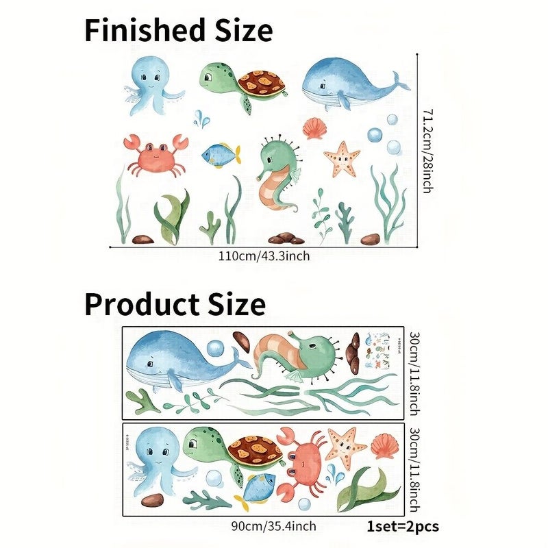 Self Adhesive Marine Animal Wall Decals Shiny Fish Sea Creatures for Rooms Bathroom Aquarium Decor HLSJ3090-2 - Image 3
