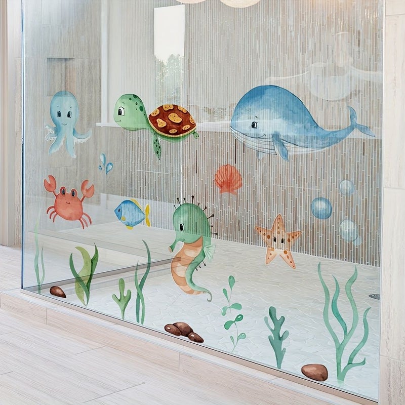 Self Adhesive Marine Animal Wall Decals Shiny Fish Sea Creatures for Rooms Bathroom Aquarium Decor HLSJ3090-2 - Image 5