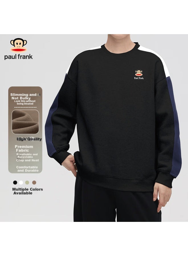 Paul Frank Trendy American Style Crewneck Sweatshirt Men Spring Autumn New Loose Fit Striped Patchwork Casual Men's Top - Image 1