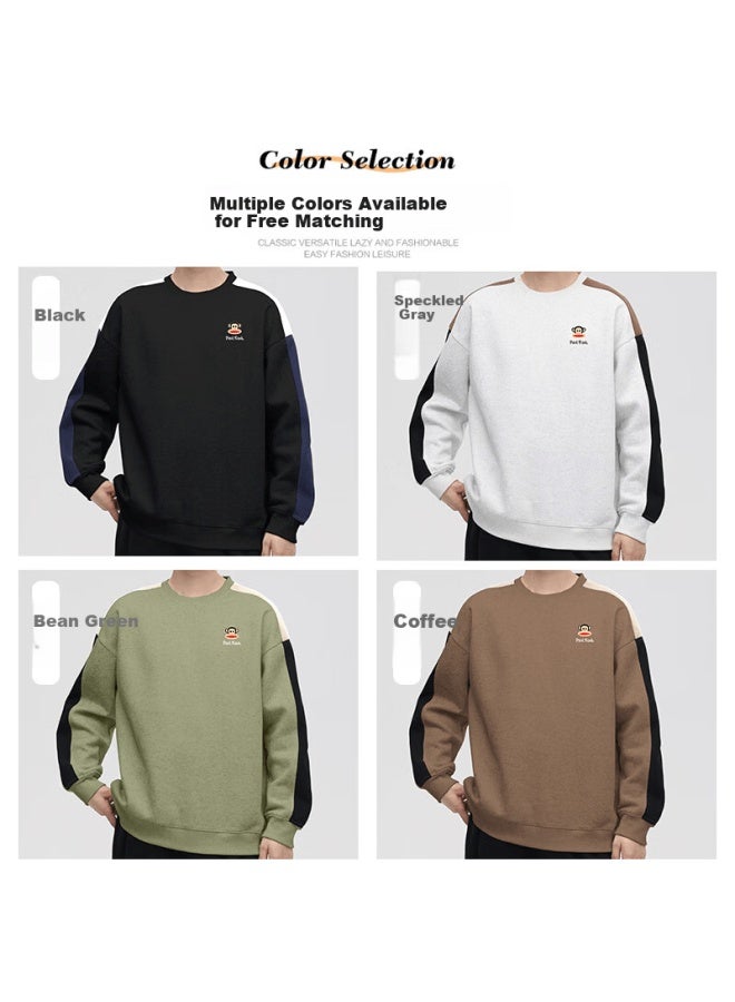 Paul Frank Trendy American Style Crewneck Sweatshirt Men Spring Autumn New Loose Fit Striped Patchwork Casual Men's Top - Image 2