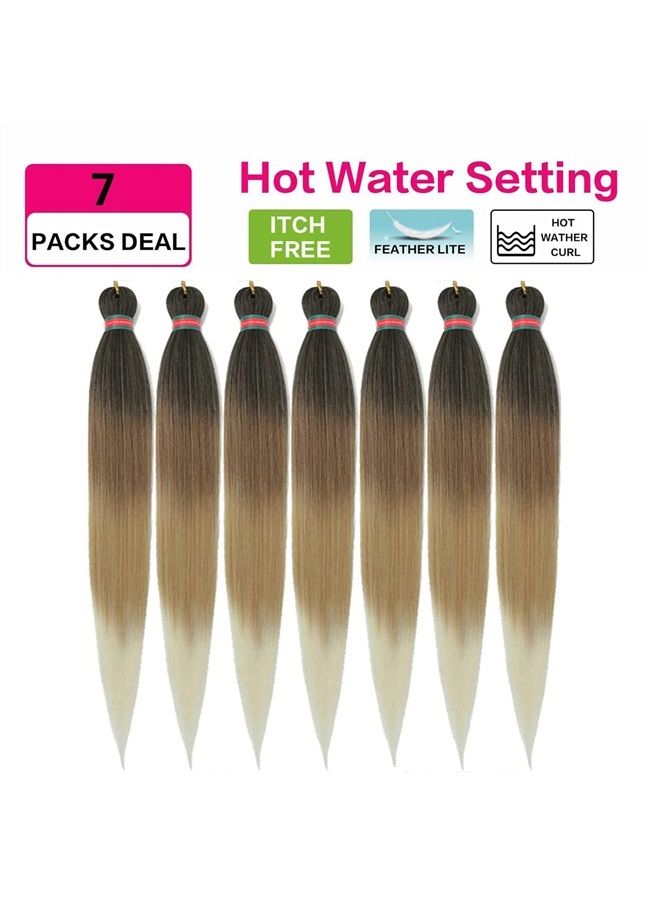 FAYETA 36'' Ombre Pre Stretched Braiding Hair Yaki Texture Crochet Braid Hair Extensions 4 Tones Kanekalon Braiding Hair Pre Stretched (7packs,1b/30/27/613) - Image 4