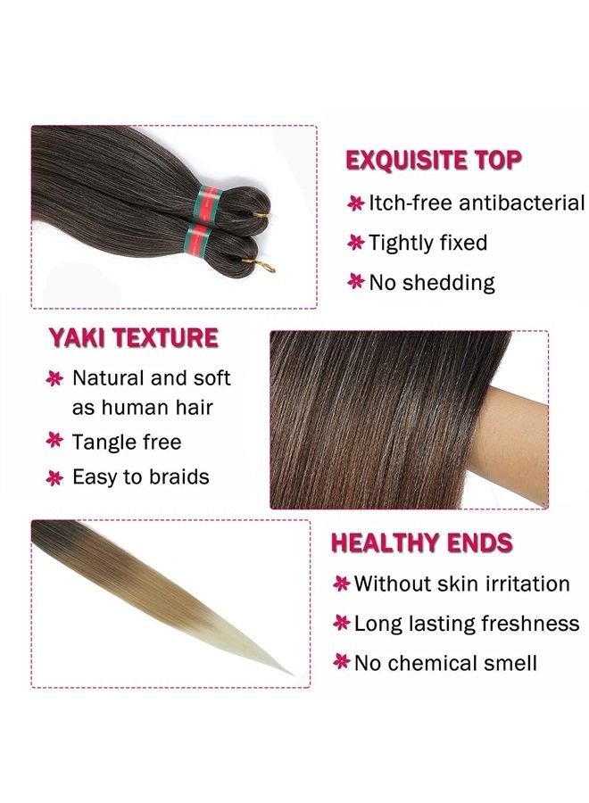 FAYETA 36'' Ombre Pre Stretched Braiding Hair Yaki Texture Crochet Braid Hair Extensions 4 Tones Kanekalon Braiding Hair Pre Stretched (7packs,1b/30/27/613) - Image 2