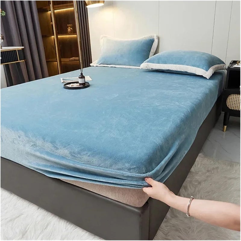 1pc Mattress Cover Winter Warm Thicken Velvet Fitted Bed Sheet Plush Bedding Sheets Non-Slip Single Double - Image 1
