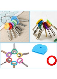 erorex Key Caps Covers Tags Set 64 Pack Key Caps Covers Round Key Caps Set 2 Styles Plastic Key Identifier Coding Rings For Small Regular Round Flat House Keys Random Colors  - Image 5