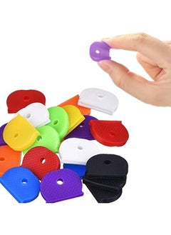 erorex Key Caps Covers Tags Set 64 Pack Key Caps Covers Round Key Caps Set 2 Styles Plastic Key Identifier Coding Rings For Small Regular Round Flat House Keys Random Colors  - Image 4