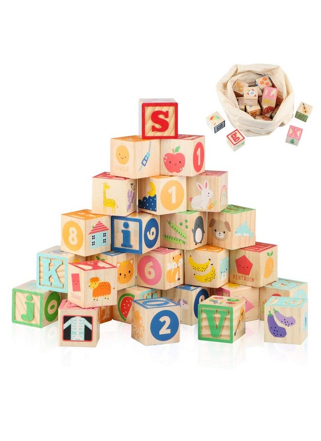 Joqutoys - Abc Wooden Building Blocks For Toddlers 1-3 Large, 26 Pcs Alphabet & Number Stacking Blocks, Educational Learning Toys For Boys Girls Kids Gifts 1.65'' - Image 1