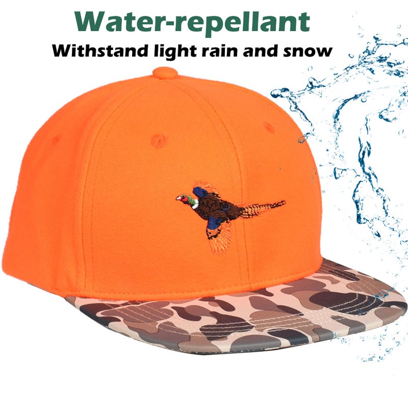 EDTREK Performance Outdoorsman Snapback Truck Hat with Flat Brim - Unique Animal Embroidery (Orange - Pheasant) - Image 3