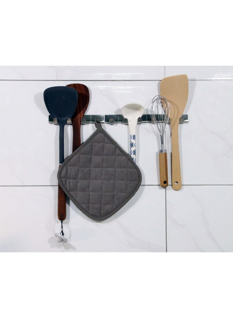 sokany 5 Pieces Pot Holders for Kitchen, Cotton Potholers with Great Heat Resistance, Hot Pads, Trivets for Cooking and Baking Grey - Image 5