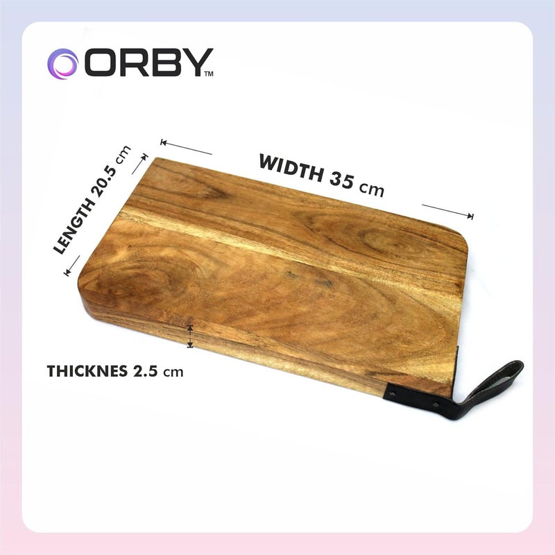 ORBY Natural Acacia Wood Chopping Serving Board EcoFriendly Handcrafted Kitchen Board for Vegetables Fruits Cheese 305cm x 17cm - Image 2