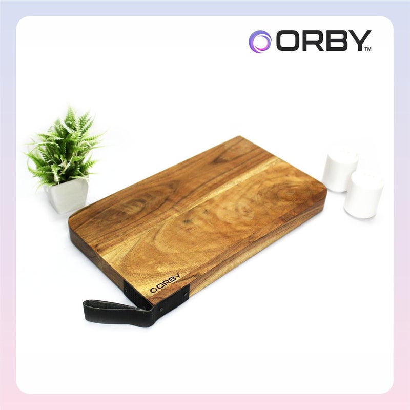 ORBY Natural Acacia Wood Chopping Serving Board EcoFriendly Handcrafted Kitchen Board for Vegetables Fruits Cheese 305cm x 17cm - Image 4