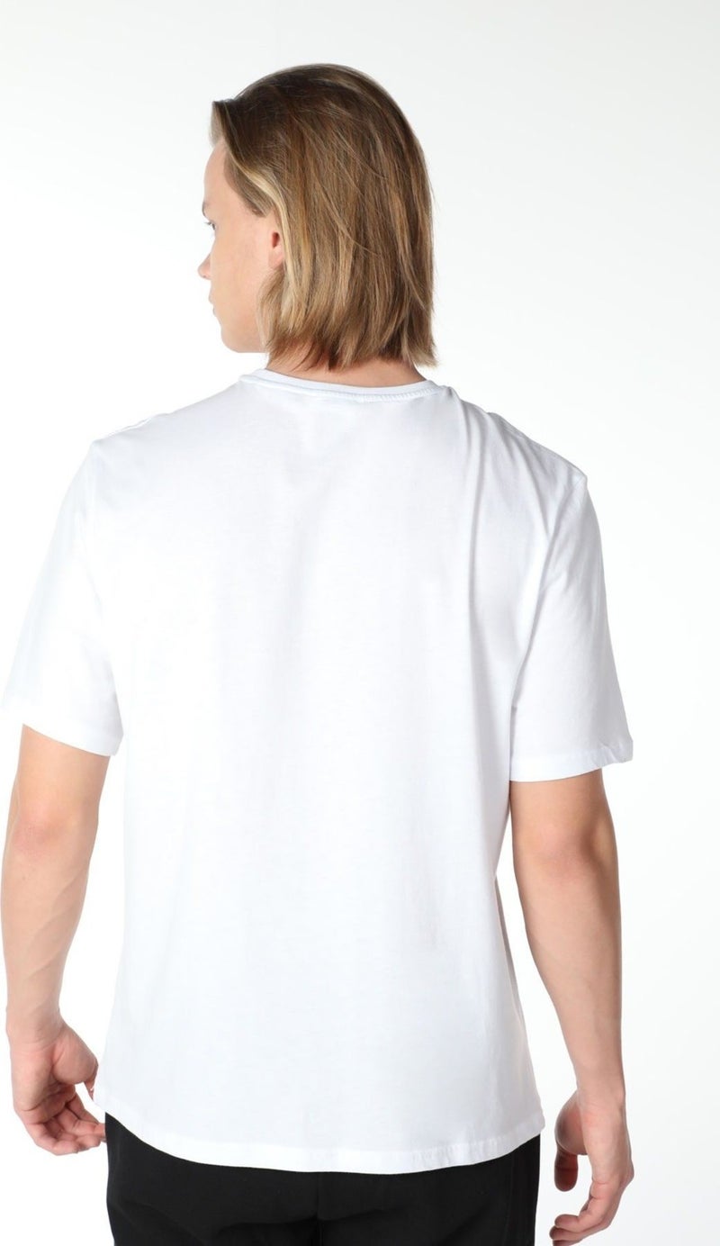 Defy's Men's Printed Short Sleeve Crew Neck T-Shirt White  - Image 5