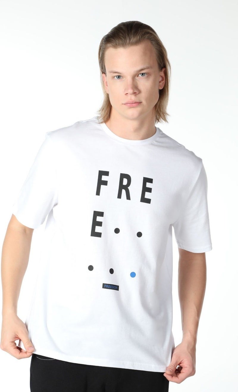 Defy's Men's Printed Short Sleeve Crew Neck T-Shirt White  - Image 4