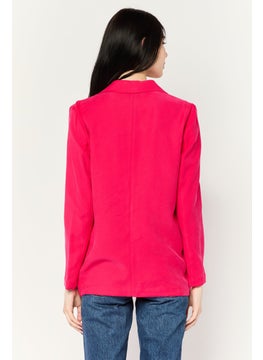 DKNY Women Regular Fit Plain Semi Formal Blazer, Pink  - Image 4