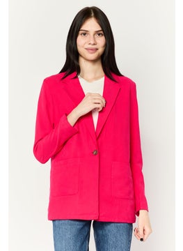 DKNY Women Regular Fit Plain Semi Formal Blazer, Pink  - Image 1