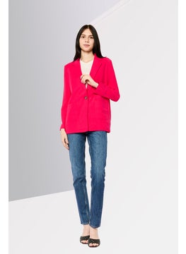 DKNY Women Regular Fit Plain Semi Formal Blazer, Pink  - Image 2