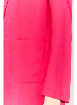 DKNY Women Regular Fit Plain Semi Formal Blazer, Pink  - Image 3