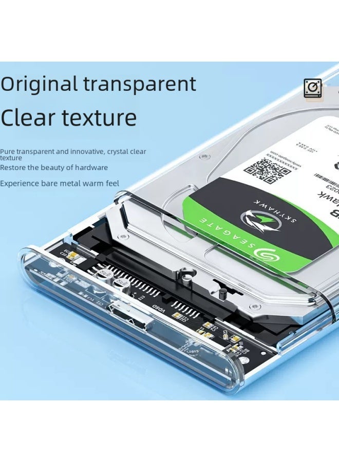 Usb3.1 Sata Notebook Mobile Hard Drive Box 2.5-inch Mechanical Solid State Serial Port Transparent Hard-Color:USB 3.0-clear - Image 3