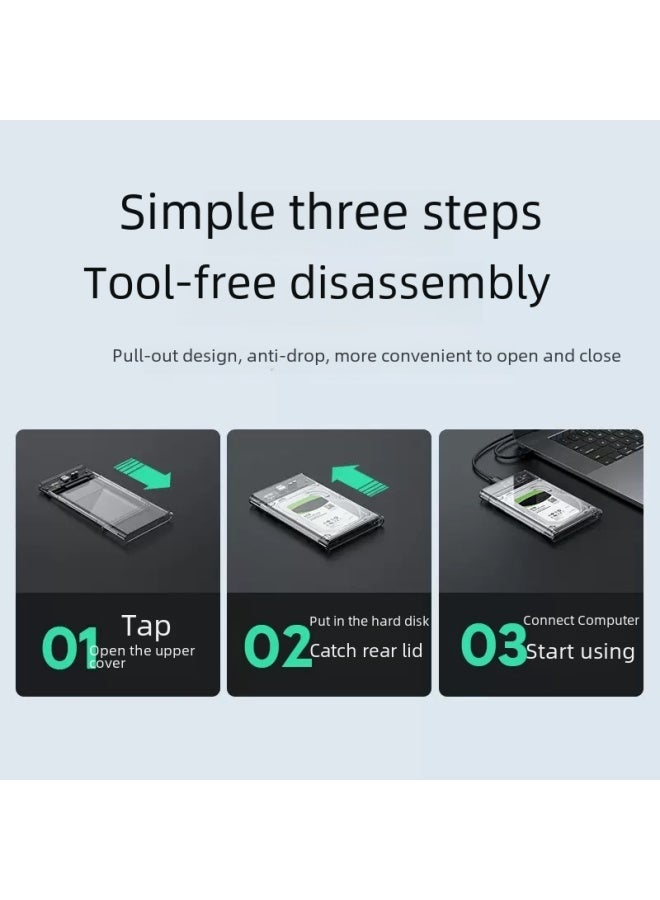 Usb3.1 Sata Notebook Mobile Hard Drive Box 2.5-inch Mechanical Solid State Serial Port Transparent Hard-Color:USB 3.0-clear - Image 5