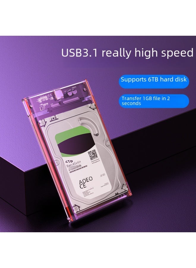 Usb3.1 Sata Notebook Mobile Hard Drive Box 2.5-inch Mechanical Solid State Serial Port Transparent Hard-Color:USB 3.0-clear - Image 2