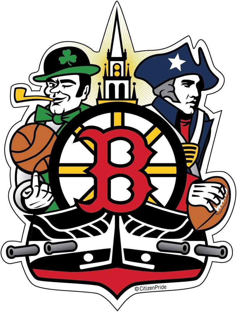 Citizen Pride Boston Fan Crest, Sticker Decal die Cut Vinyl, 4.2x5.5, Made in USA - Image 1