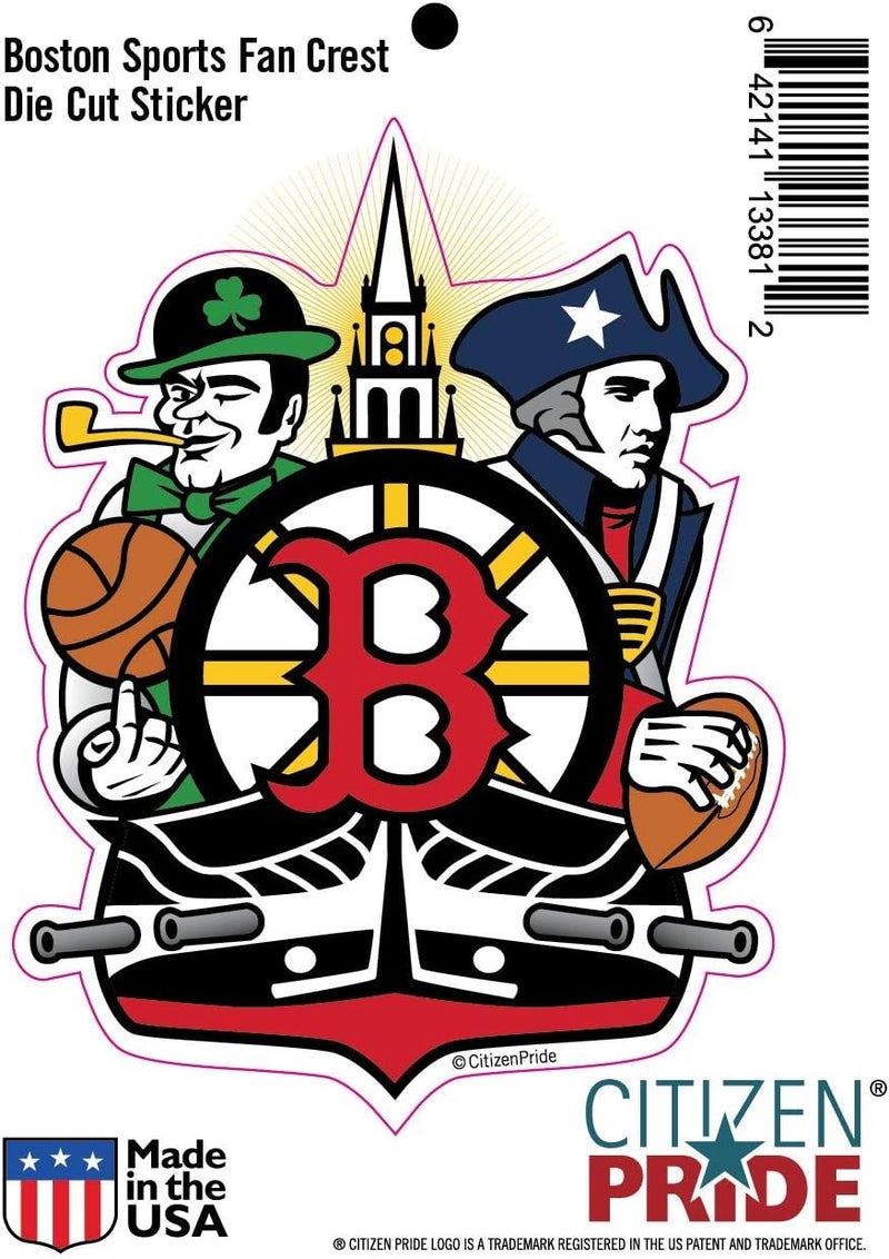 Citizen Pride Boston Fan Crest, Sticker Decal die Cut Vinyl, 4.2x5.5, Made in USA - Image 2