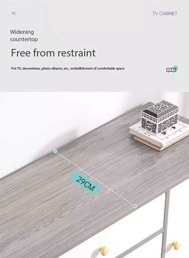 JCB CHIC TV Cabinet，TV Bench Open TV Stand Modern Media Storage Stand Console Table,Multifunctional TV table stand with 5 drawersfor Living Room,140 × 29 × 54cm - Image 4