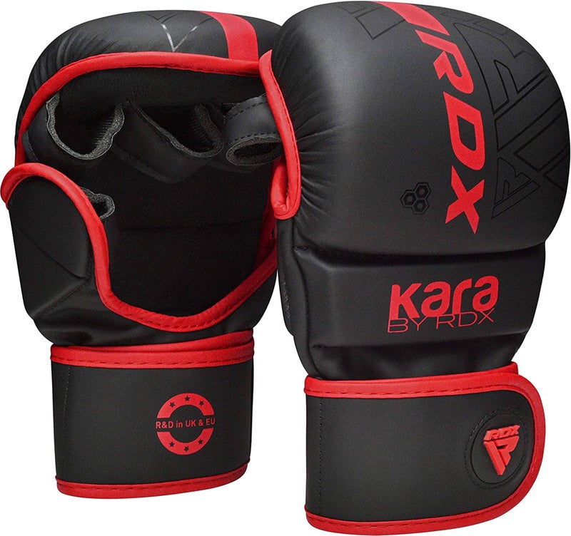 RDX MMA Gloves Sparring Grappling Hybrid Open Palm Martial Arts Mitts Men Women Maya Hide Leather Wrist Support Cage Fighting Combat Sports Boxing Glove Training Muay Thai Punching Bag Kickboxing - Image 2