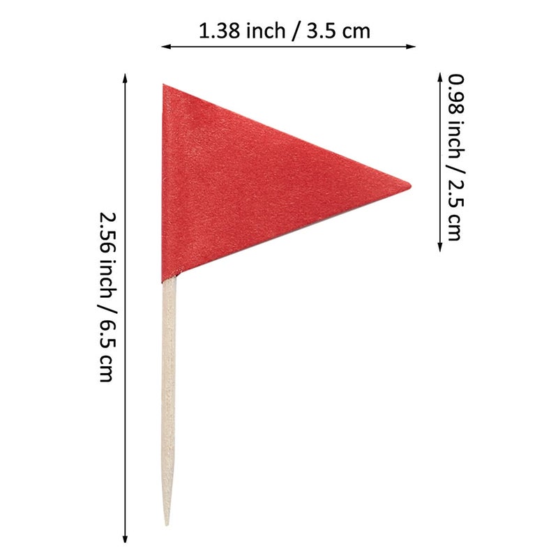 CANTENDO 100 Pcs Solid Red Toothpick Flags Small Mini Plain Red Color Triangle Stick Cupcake Toppers Flags DIY Decoration - Image 2