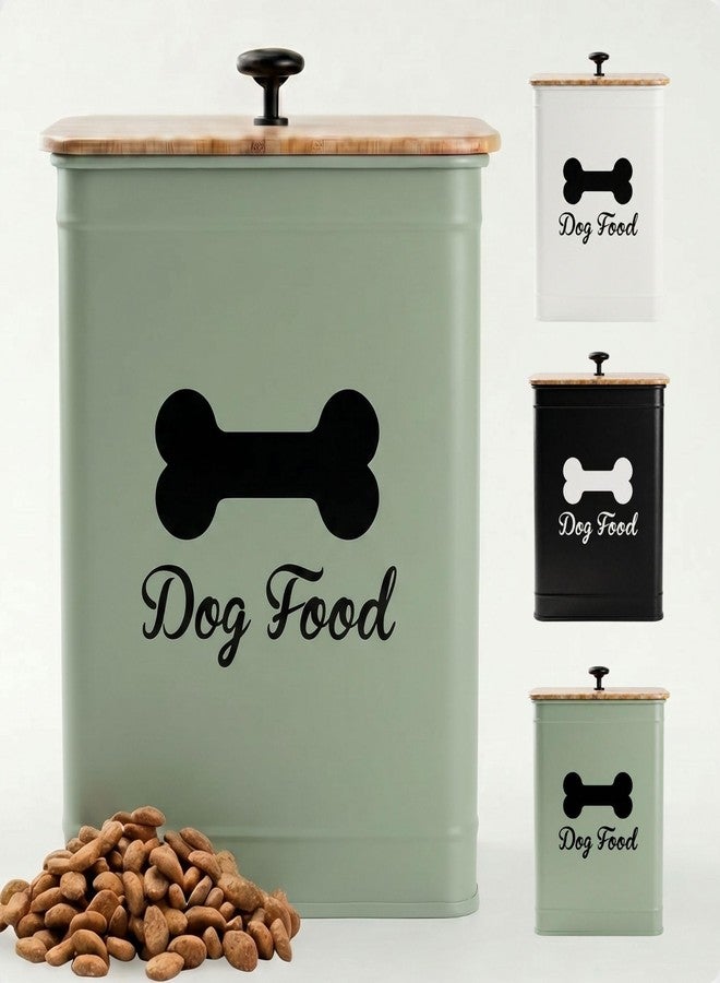 HB Design Co. Metal Dog Food Container 5-7lb, 25 Cup w/ Airtight Bamboo Lid, Metal Handle - Image 1