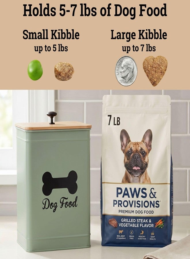 HB Design Co. Metal Dog Food Container 5-7lb, 25 Cup w/ Airtight Bamboo Lid, Metal Handle - Image 3