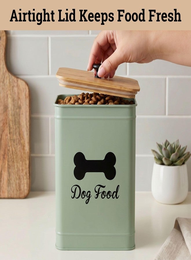 HB Design Co. Metal Dog Food Container 5-7lb, 25 Cup w/ Airtight Bamboo Lid, Metal Handle - Image 4
