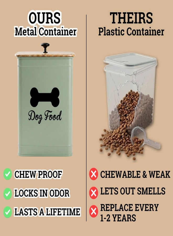 HB Design Co. Metal Dog Food Container 5-7lb, 25 Cup w/ Airtight Bamboo Lid, Metal Handle - Image 5